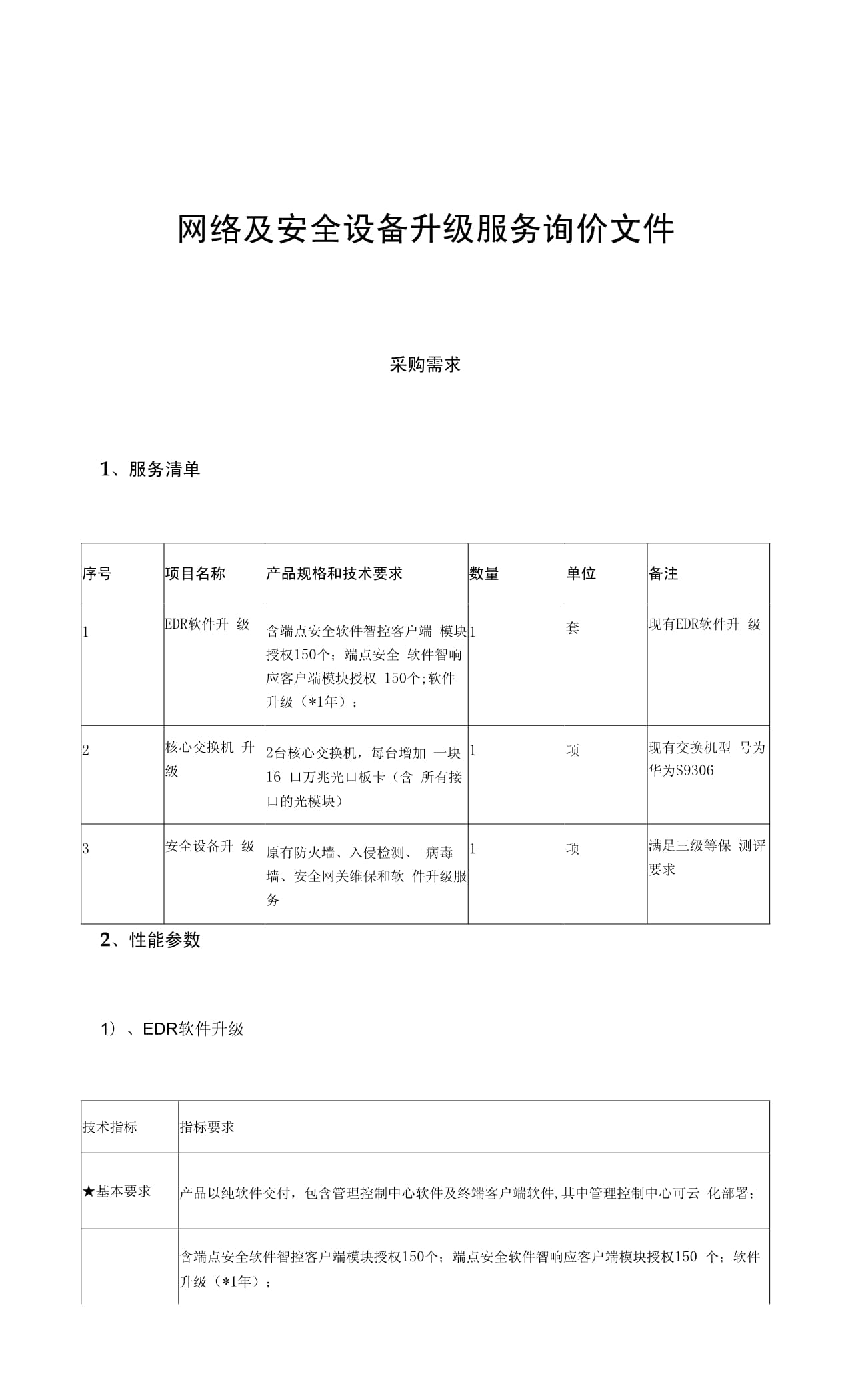 網絡及安全設備升級服務詢價文件